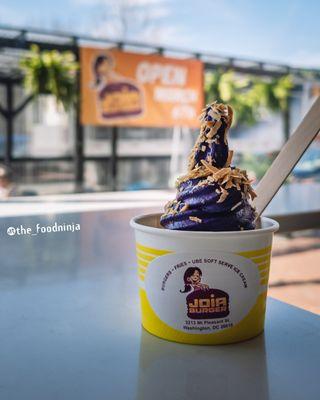 Ube Soft Serve with Coconut Flakes