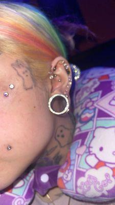 Dermal piercing & triple helix