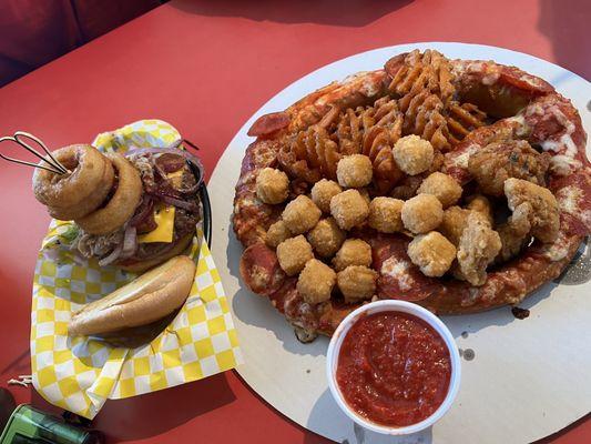 The Hop burger & the sampler!