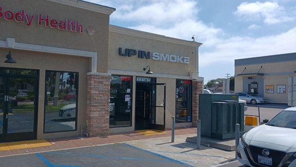 Exterior of Up In Smoke store on 19th Street in Costa Mesa