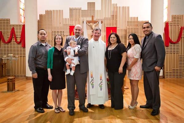 Family photo at the altar.