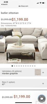 This is the rectangular ottoman I originally wanted