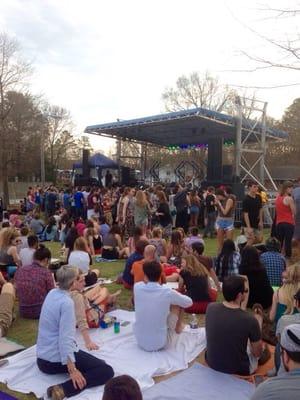 Converted into concert venue during the summer: blankets & standing room (no lawn chairs!). From Sylvan Esso show, April 2015.