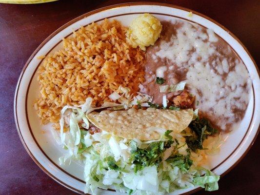 1 chicken taco combo plate. Very good.