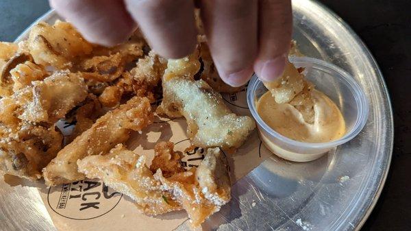 Shiitake deep fried mushrooms, not bad but over cooked