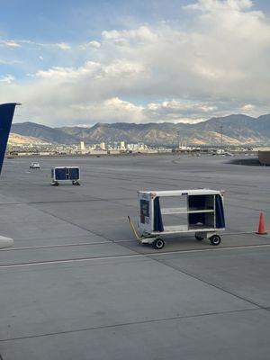 View of the tarmac and mountains