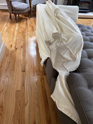 This is how our slipcover looked after Benjamin cleaners!