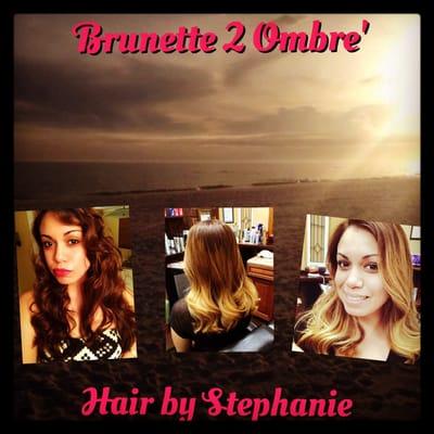 Ombre hair from brunette to blonde at Banana Clips Salon in Fort Walton Beach, Florida