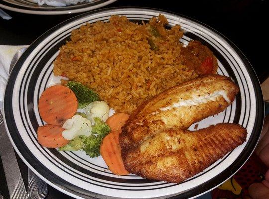 Jollof Rice and Stew with tilapia