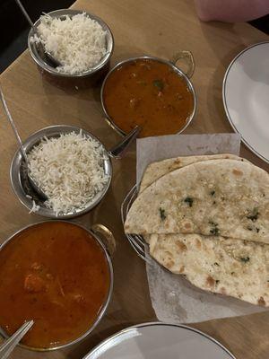 Butter Chicken (Bottom) Lamb Tikka Masala