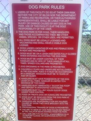 Dog park rules