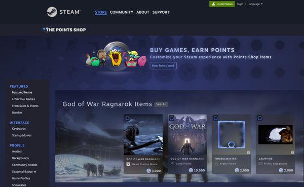 Website development project created for Steam Points, an online gaming and software community.