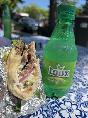 Traditional Gyro and Greek-ified Sprite made with sugar instead of HFCS