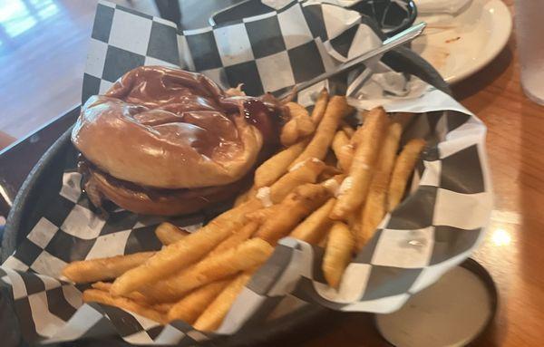 BBQ burger and fries