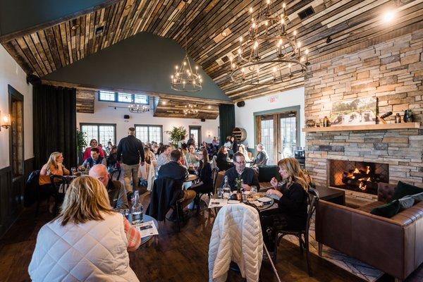 Tasting Room Lounge and Fireplace