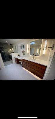 Custom bathroom remodel with an variety of lighting options