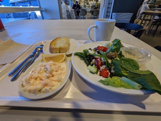 Shrimp salad and Greek salad