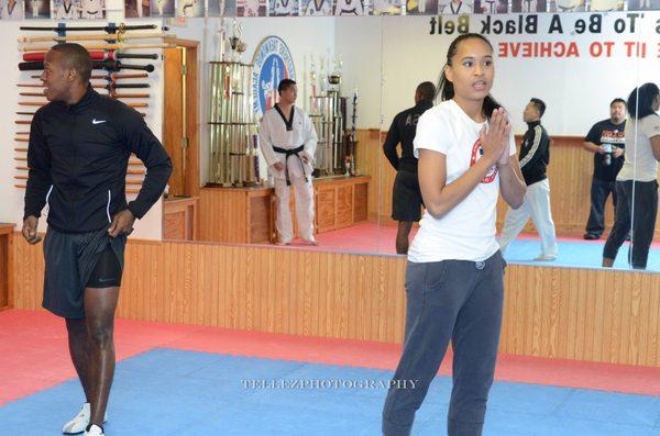 2012 London Olympic Taekwondo Medalists Paige McPherson and Terrence Jennings at the school