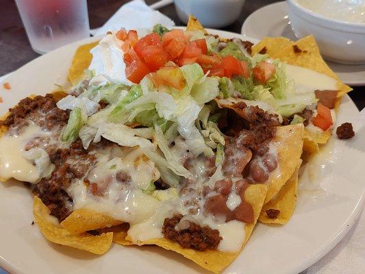 Cheese, Beef and Beans Nachos