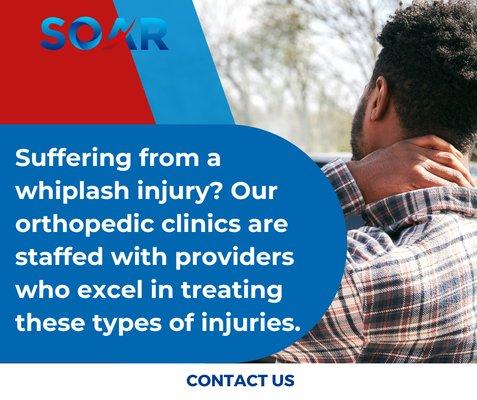 If you are suffering from a whiplash injury, contact us! Our team of specialized orthopedics will get you back to your healthy self.