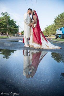 reflection, bride and groom #eventscapture