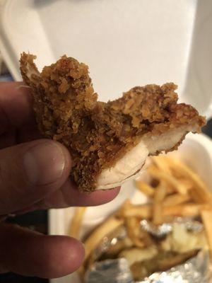 Hard over cooked chicken fingers