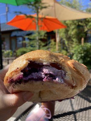 Blueberries cream cheese bagel