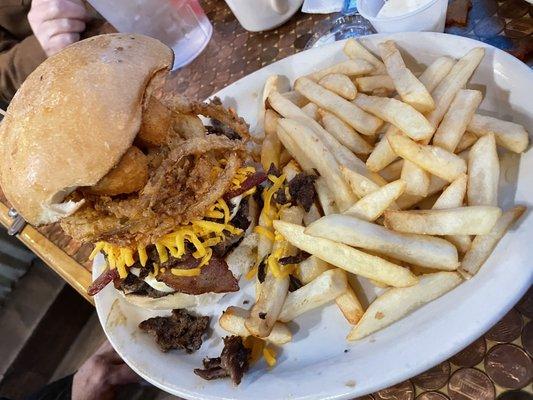 The Sasquatch Burger with fries