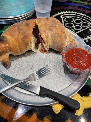 Pepperoni and Bacon stuffed Calzone Pizza