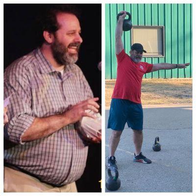 LEFT: me about a decade ago (but also similar to how I was 3 years ago, before walking into CrossFit Cincinnati).
 RIGHT: me last summer!