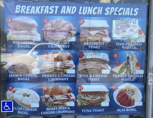 Sandwich menu