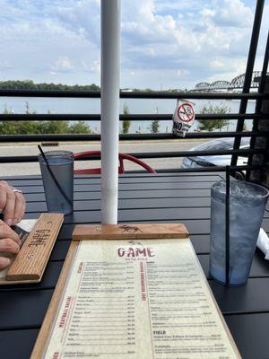 Menu and river view