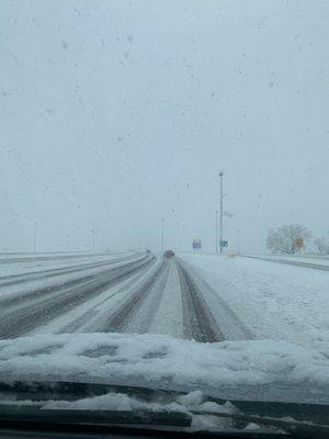 Snowy drive in