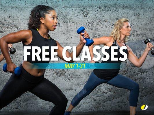 FREE CLASSES IN MAY!  2 locations, 10 classes per week!