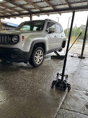 My car getting a used tire.