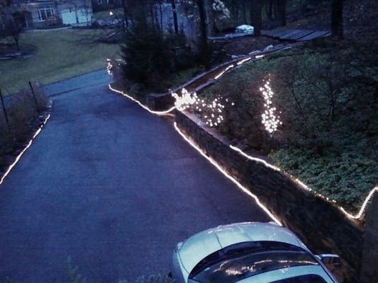 my rope-lit driveway: great at night for back-in parking!