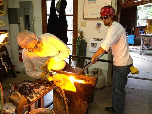 Rick and Chris working on a Shorebird.