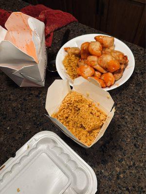 Fried rice and Sweet and Sour Chicken