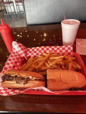 Hot delicious fries and Philly Cheesesteak!!!