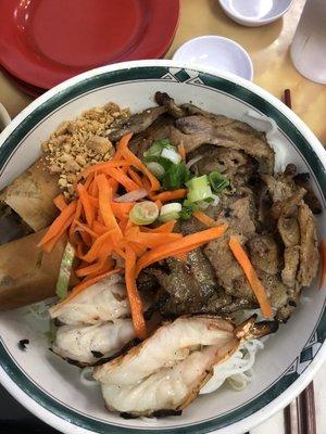 Vermicelli with pork, egg roll, and shrimp. So good!