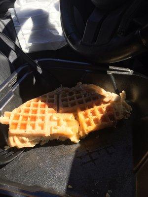 Soggy waffle probably because of their water based fudder they topped it with. Also terrible.