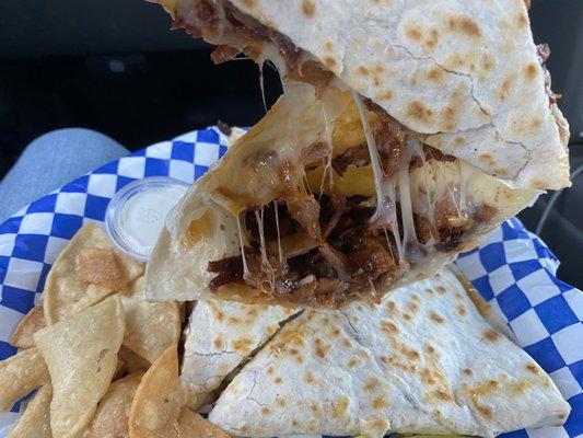 Quesadilla with el pastor & pineapple