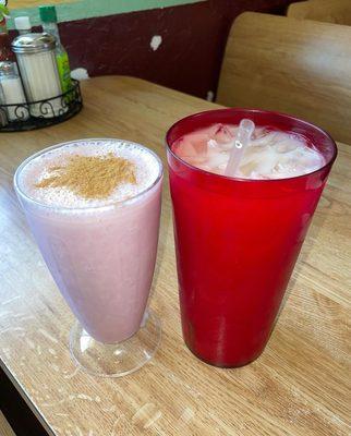 Strawberry Smoothie and Horchata