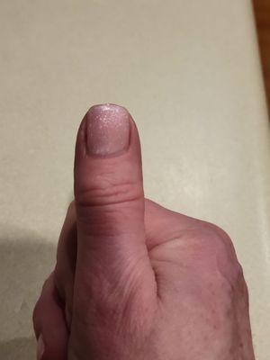 This nail is filed at an angle