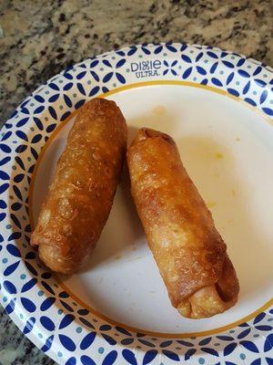 Egg rolls...a bit greasy but really good.