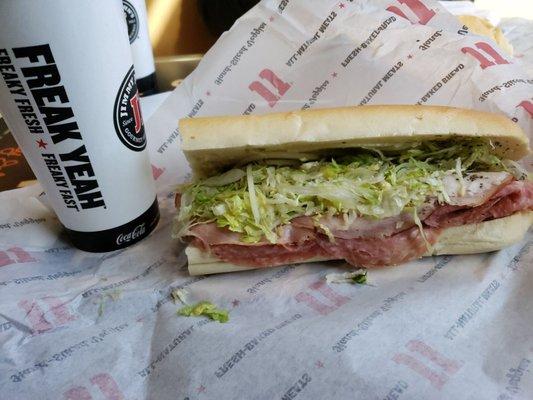 Big Italian sandwich and drink