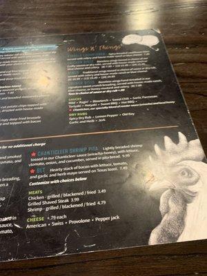 The menu