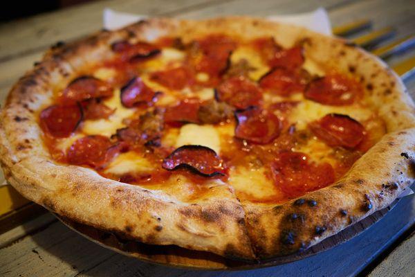 "Meat lovers" sourdough pizza