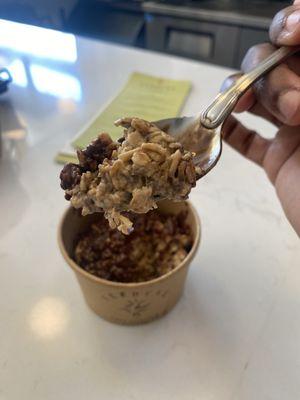 Overnight Oats (rolled oats and chia seeds, tahini, and oatmilk with Ghia crunchy chocolate hazelnut topping) -- $5