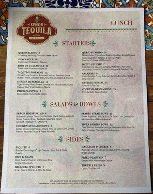 LUNCH MENU